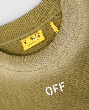 Off-White Детский зеленый свитшот с принтом логотипа Off OBBA001F24FLE001
