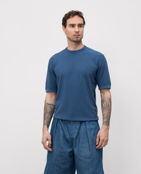 Loro Piana Синяя футболка Walkery с шелком FAM1818