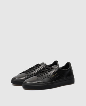 Santoni Черные кожаные кеды с логотипом MBGT21779NEORXWH