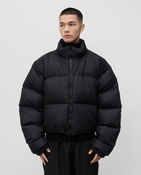 Vetements Чорний укорочений пуховик з вишивкою логотипа UH76PU220BBm
