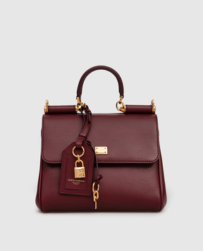 Dolce&Gabbana Бордова шкіряна сумка сетчел My Sicily BB7781B7321