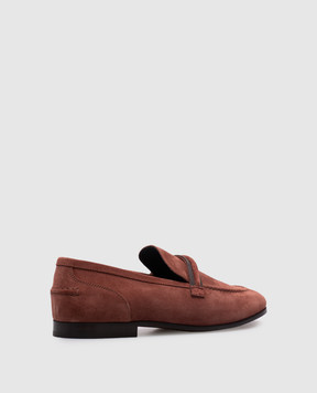 Brunello Cucinelli Коричневые замшевые лоферы с цепочкой мониль MZSFC3009P