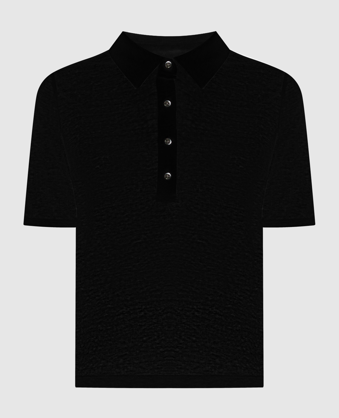 Black linen polo shirt