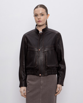 Babe Pay Pls Коричневая кожаная куртка 2508LUKA