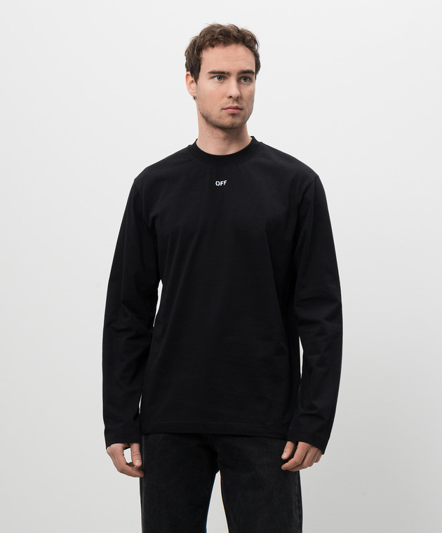 Off-White Черный лонгслив с принтом логотипа OMAB086C99JER001 изображение 3