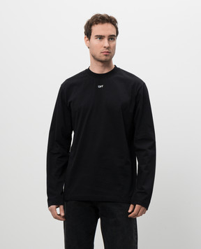 Off-White Черный лонгслив с принтом логотипа OMAB086C99JER001