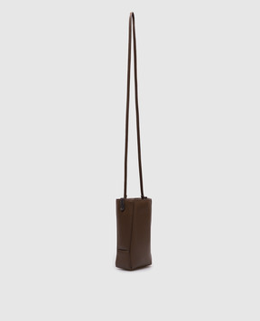 Brunello Cucinelli Коричнева шкіряна сумка-міні з ланцюжком моніль MWTKD2739P