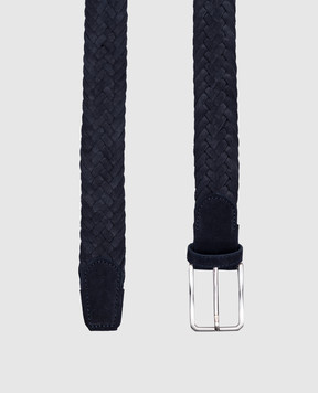 Canali Синий замшевый ремень с плетением KB0044050C