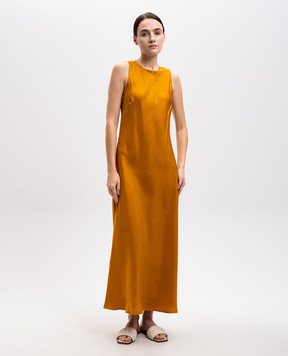 Asceno Коричнева сукня міді Valencia із шовку D020F03C431