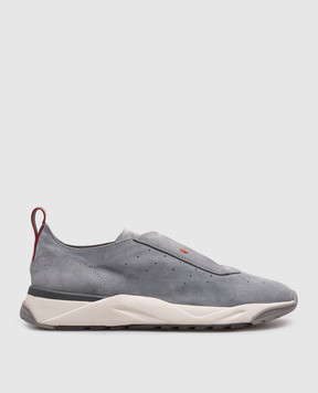Santoni Сірі замшеві кросівки NEW LEAS5 з логотипом MBIM22032BGRTSEQ