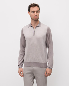 Doriani Cashmere Бежевое поло из шерсти, шелка и кашемира в узор 18119ZEJ17ZIP79