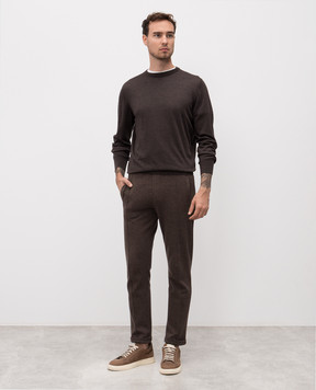 Doriani Cashmere Коричневий джемпер з вовни, шовку і кашеміру 18000Z79