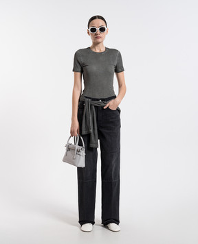 Helmut Lang Сіра футболка з вишивкою монограми логотипа O10HW503