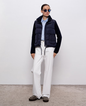 Moncler Синяя пуховая куртка с шерстью K20939B00053M1131