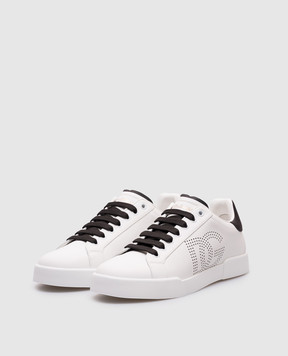Dolce&Gabbana Білі шкіряні кеди з монограмою логотипа CK2324AV066