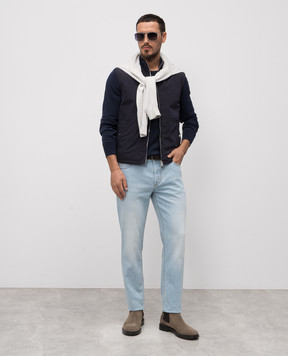 Brunello Cucinelli Синій джемпер з вишивкою логотипа M29805800P