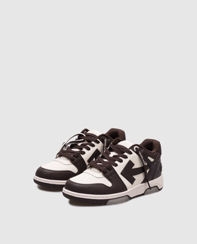 Off-White Коричневі шкіряні кросівки Out OF Office OMIA189S25LEA002