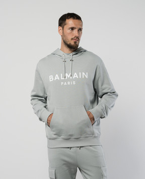 Balmain Сіре худі з принтом логотипа DH1JR002BB65