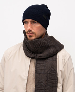 Canali Синяя шапка из шерсти и кашемира с логотипом MK02361B0038
