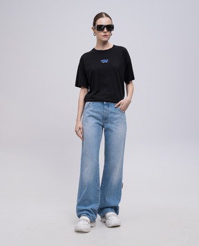 Off-White Голубые джинсы-клеш с патчем логотипа OWYA062S25DEN001