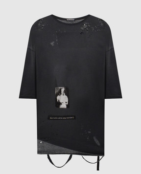 Ann Demeulemeester Чорна футболка з проріхами B0013056FA638