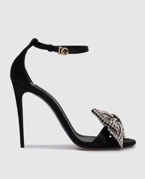 Dolce&Gabbana Черные босоножки с кристаллами с логотипом DG CR1793A9S43