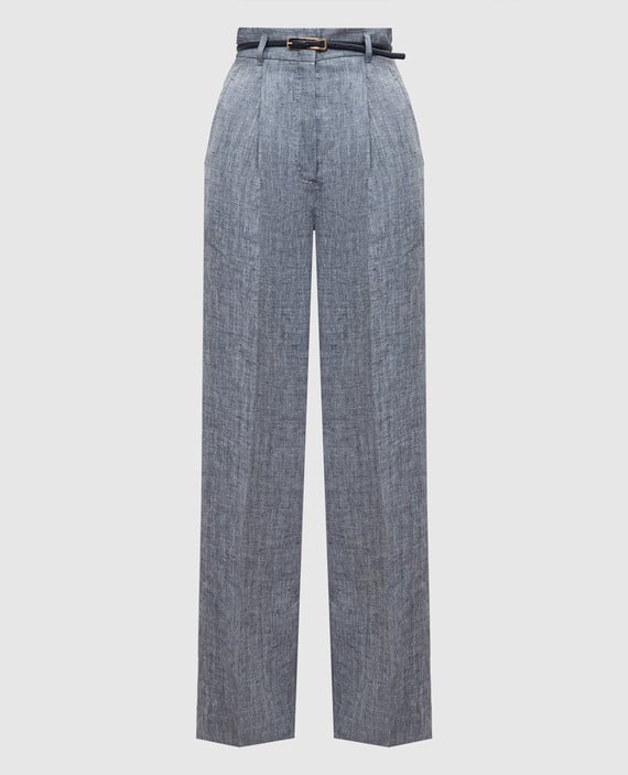 TREVISO blue high rise linen trousers
