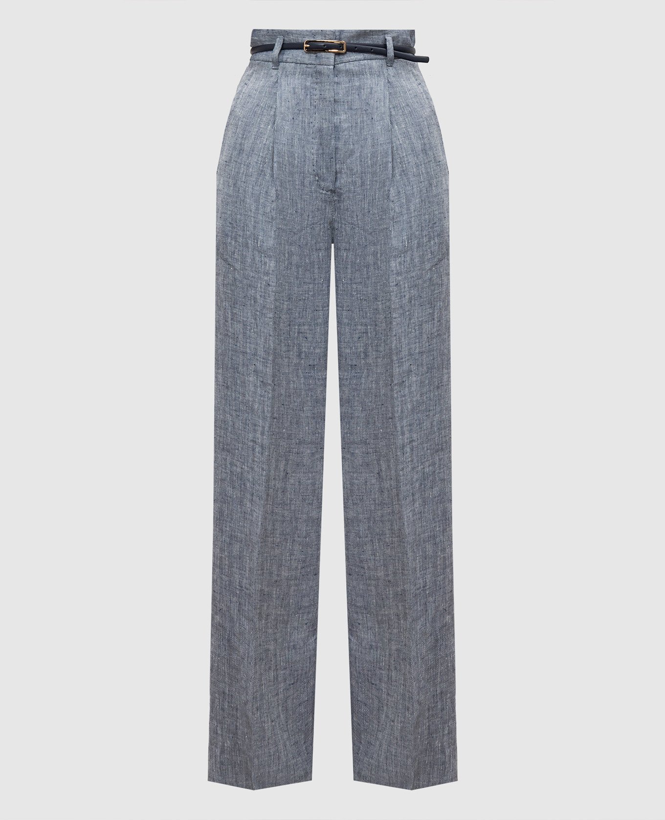 TREVISO blue high rise linen trousers