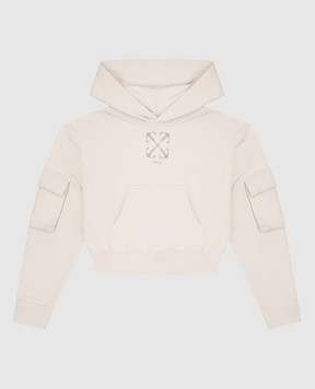 Off-White Дитяче бежеве худі з фактурним принтом Arrow OGBB00AS25FLE001