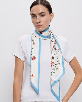 Givenchy Белый шарф из шелка в цветочный принт 710009732001