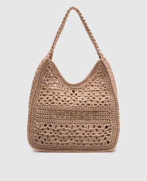 Twinset Бежевая ажурная сумка с логотипом. 251TD8112