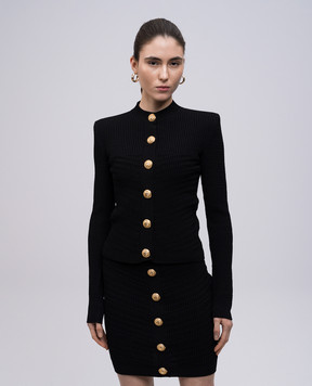 Balmain Черный кардиган в узор. EF0KL191KI42