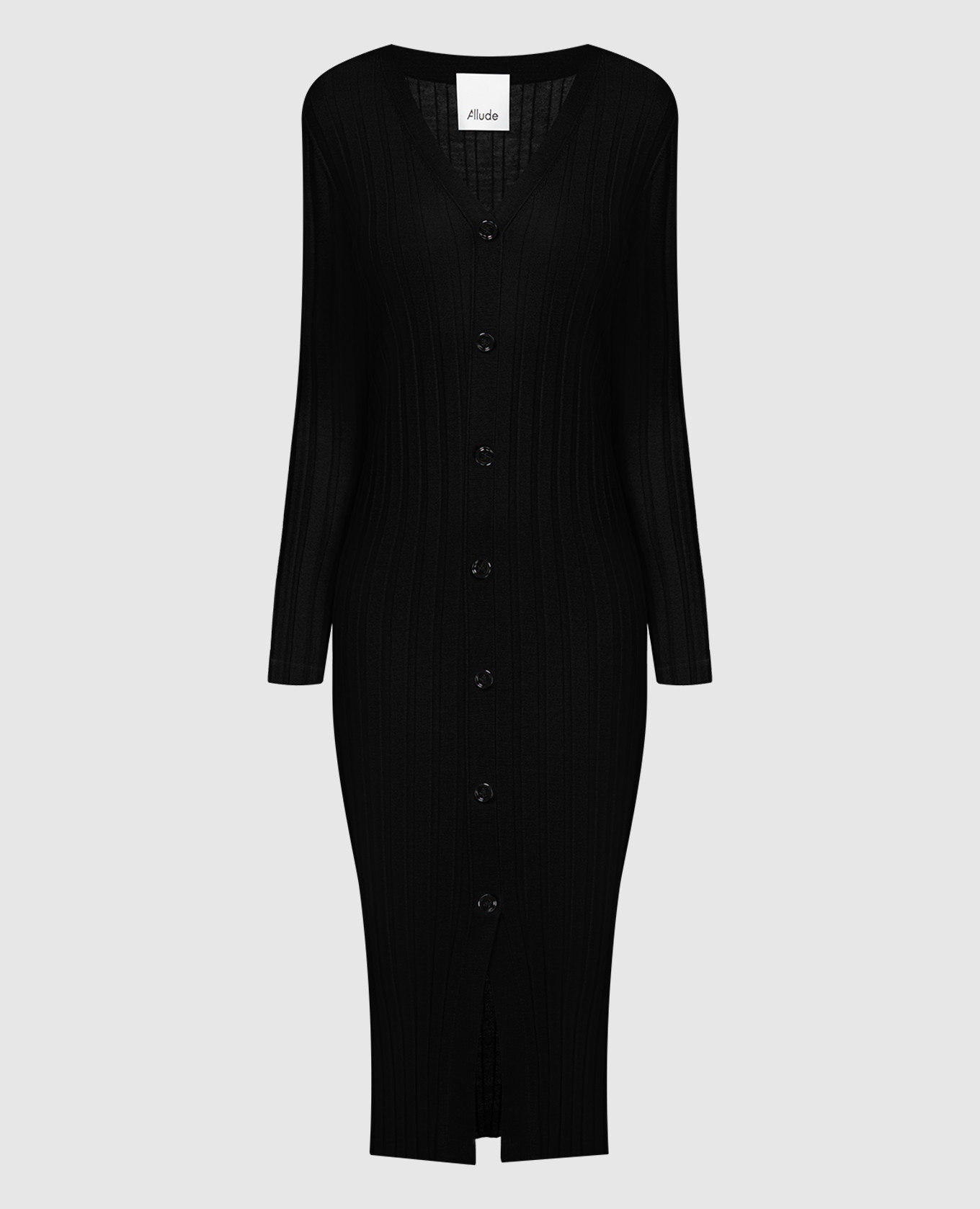 Black midi dress made of wool