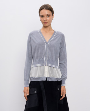 3.1 Phillip Lim Сірий кардиган з вовни з ефектом накладання шарів P25170465FWM