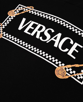 Versace Дитяче чорне худі з принтом логотипа 10183311A14909