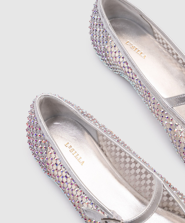 Le Silla Сірі балетки GILDA з кристалами 0189C020MTPPCAZ зображення 5