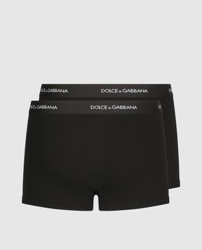 Dolce&Gabbana Набір чорних трусів-боксерів в рубчик з логотипом M9D87JONN96