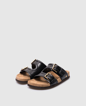 Valentino Чорні шкіряні шльопанці FUSSFRIEND 4W0S0IZ4VRN