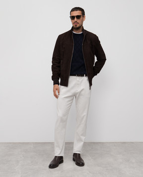 Canali Синій джемпер з вовни мериноса у візерунок MK02358C0012