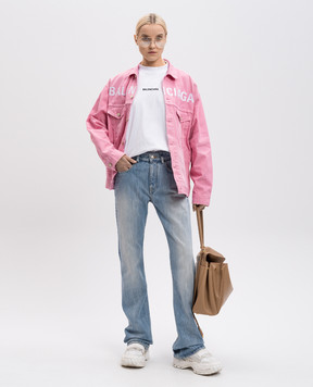 Balenciaga Голубые джинсы клеш с эффектом потертости 814225TRW59