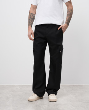 Off-White Черные брюки карго с шерстью OMCO039S25FAB004