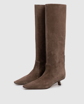 Brunello Cucinelli Коричневі замшеві чоботи з ланцюжком моніль MZSFC3057P