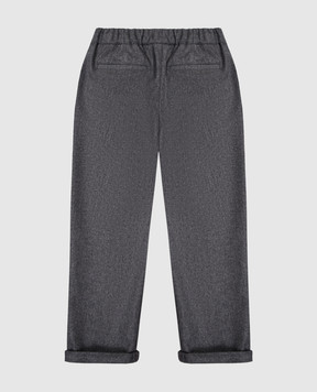 Brunello Cucinelli Детские серые брюки из шерсти с отворотами B038PP113C