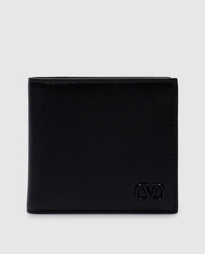 Valentino Чорне шкіряне портмоне з лакованим логотипом VLOGO 5Y2P0445ZQU