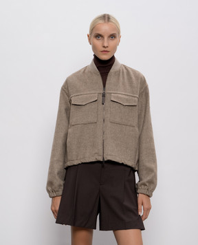Brunello Cucinelli Коричневий бомбер з вовни MD565HZ916