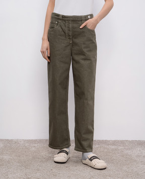 Brunello Cucinelli Джинси кольору хакі з люрексом MA176P5978