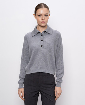 Brunello Cucinelli Сірий светр з люрексом MAZ260214P