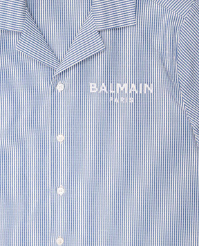 Balmain Детская рубашка в полоску с вышивкой логотипа BW5P31P0487410