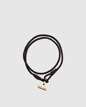 Tom Ford Коричневый кожаный плетеный браслет JM005ICL002G