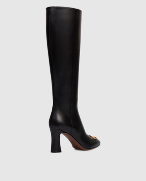 Valentino Чорні шкіряні чоботи з логотипом 7W2S0ML1DSH